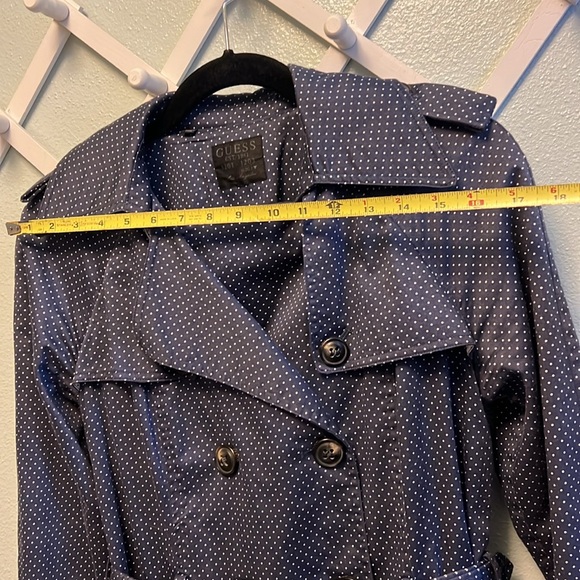 Guess Jacket Small Polka Dot Trench Coat Double Breasted Belted Lined Coat Small - Picture 14 of 14